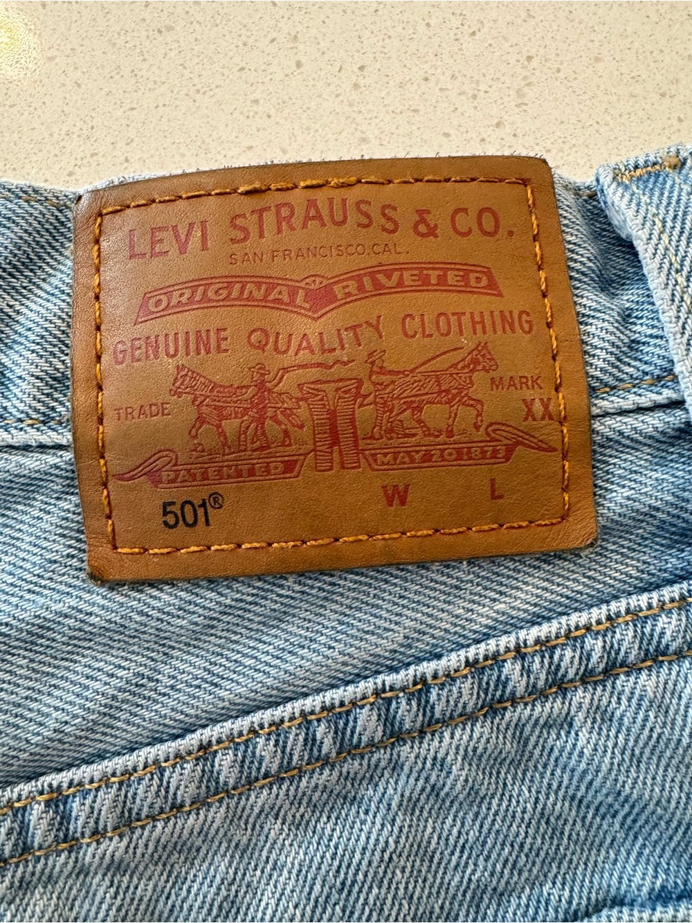 Light Blue Distressed Denim Women's Shorts - Picture 4 of 8